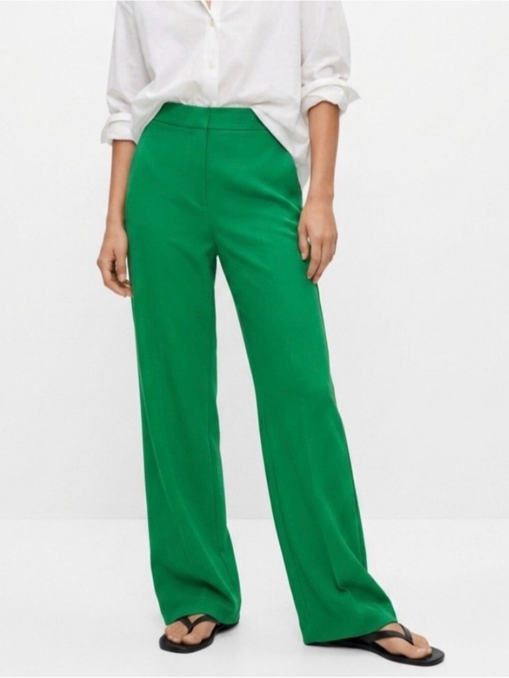 Women's Green Wide-Leg Dress Pants